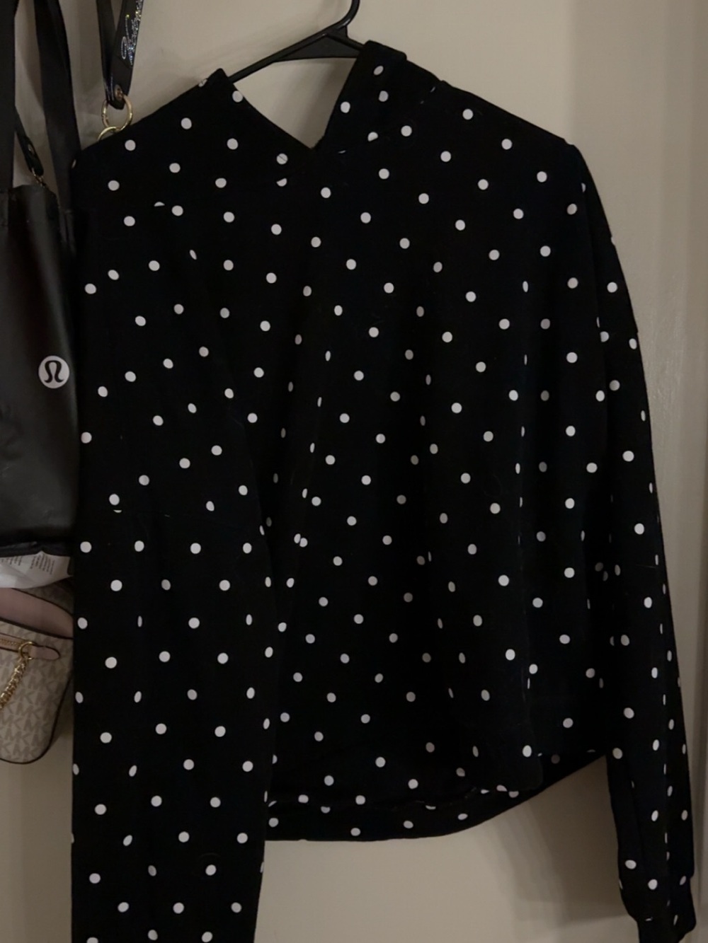 Edikted Black Hoodie with White Polka Dots